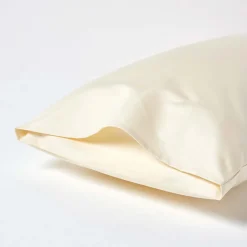 Homescapes Taie d'oreiller ivoire en satin de coton égyptien 1000 fils, 50x75 cm -