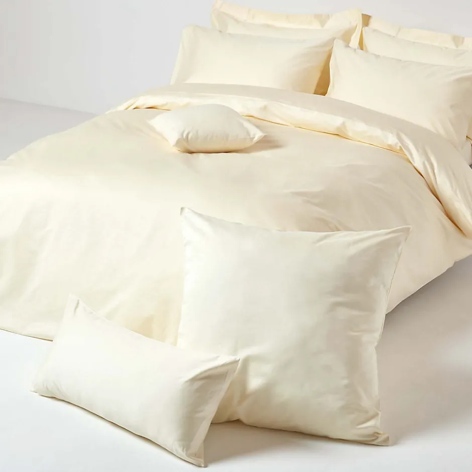 Homescapes Taie d'oreiller ivoire en satin de coton égyptien 1000 fils, 50x75 cm -