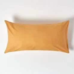 Homescapes Taie d'oreiller jaune moutarde 100% coton égyptien 200 fils, 50x90 cm - New