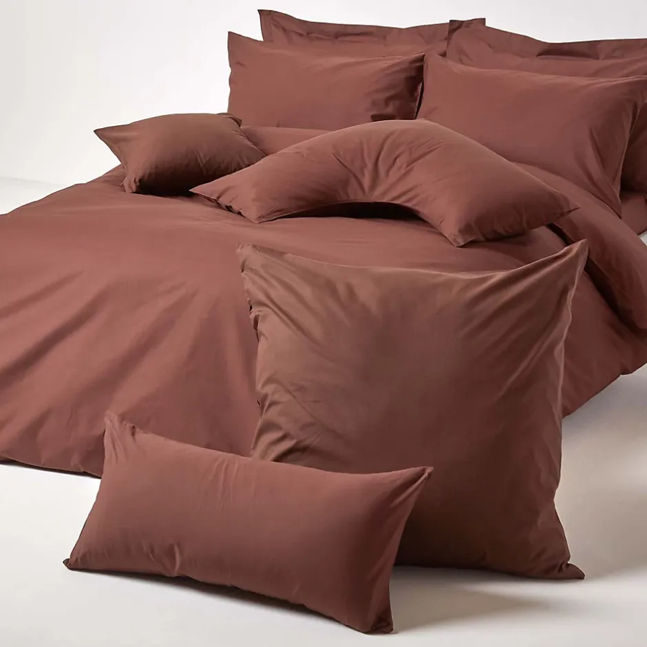 Homescapes Taie d'oreiller marron chocolat 100% coton égyptien 200 fils, 40x80 cm - Clearance