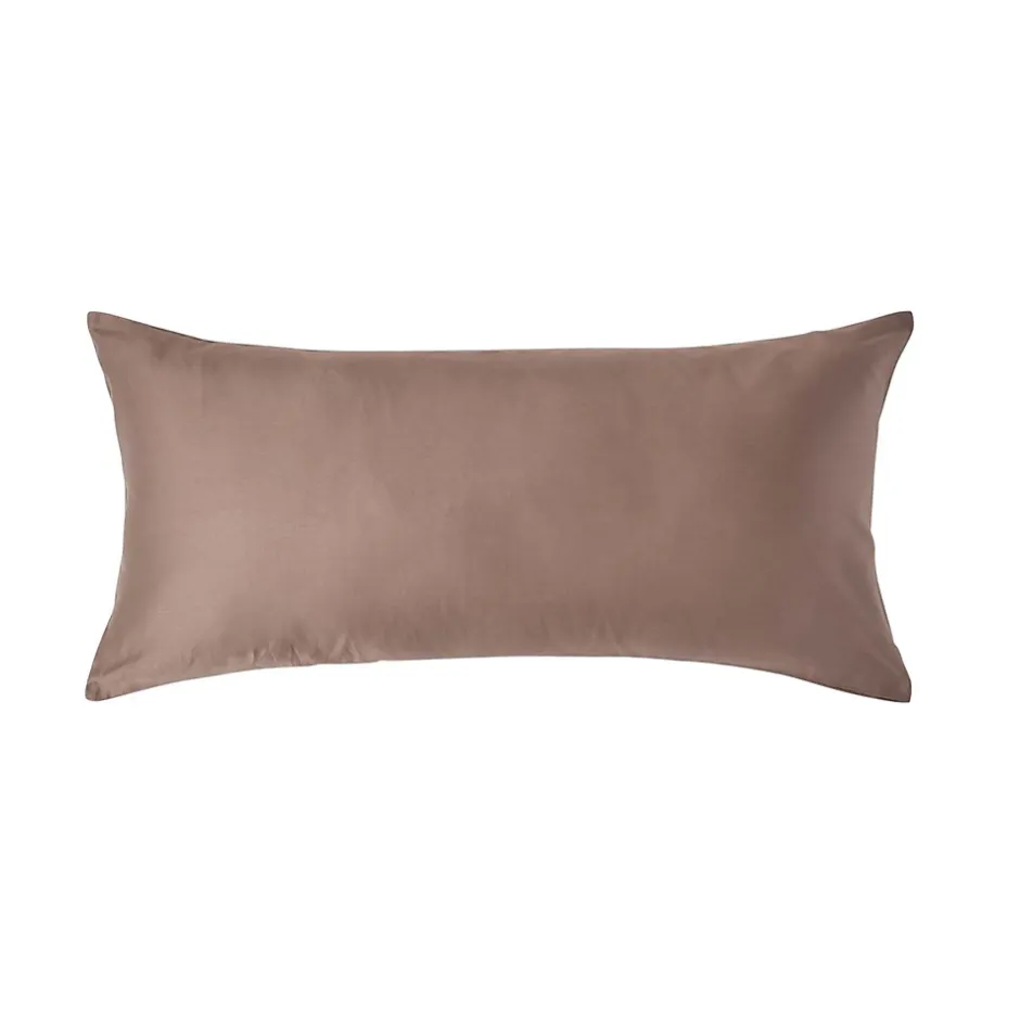 Homescapes Taie d'oreiller marron en coton égyptien bio 400 fils, 40x80 cm - Sale