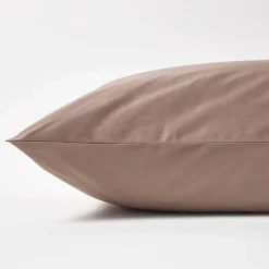 Homescapes Taie d'oreiller marron en coton égyptien bio 400 fils, 40x80 cm - Sale