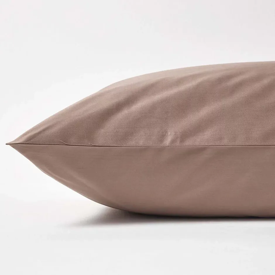 Homescapes Taie d'oreiller marron en coton égyptien bio 400 fils, 40x80 cm - Sale