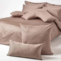 Homescapes Taie d'oreiller marron en coton égyptien bio 400 fils, 50x75 cm -