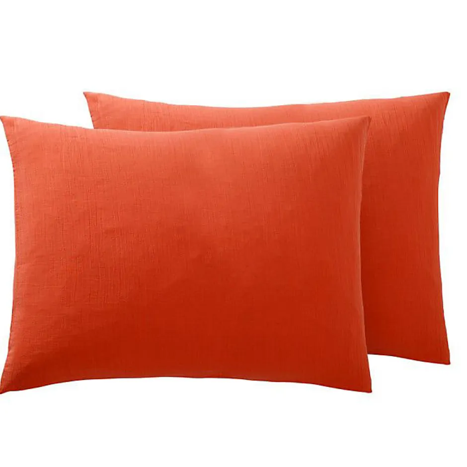 Coton Pur Taie d'oreiller "Noah" 50 x 70 cm "Gaze de Coton" - Noah Terracotta Hot