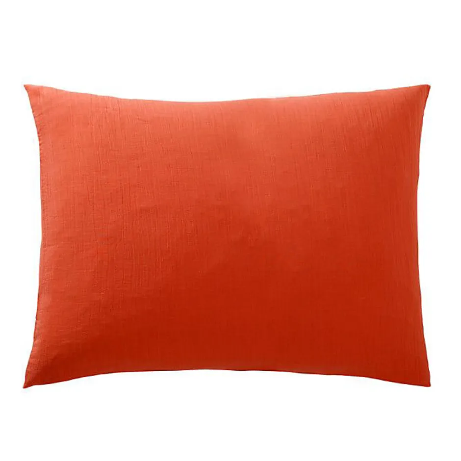 Coton Pur Taie d'oreiller "Noah" 50 x 70 cm "Gaze de Coton" - Noah Terracotta Hot