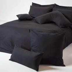 Homescapes Taie d'oreiller noir 100% coton égyptien 200 fils, 60x60 cm -