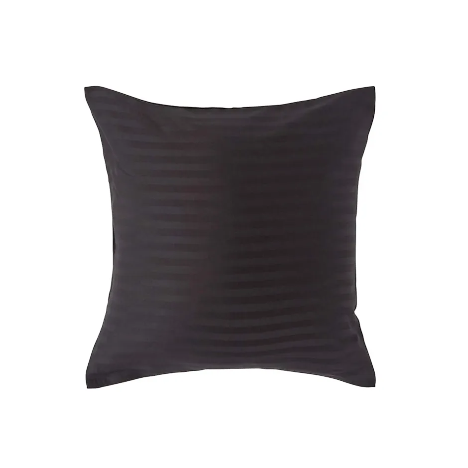 Homescapes Taie d'oreiller noir satin rayé en coton égyptien 330 fils, 40x40 cm - Clearance