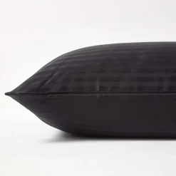 Homescapes Taie d'oreiller noir satin rayé en coton égyptien 330 fils, 40x80 cm - Online