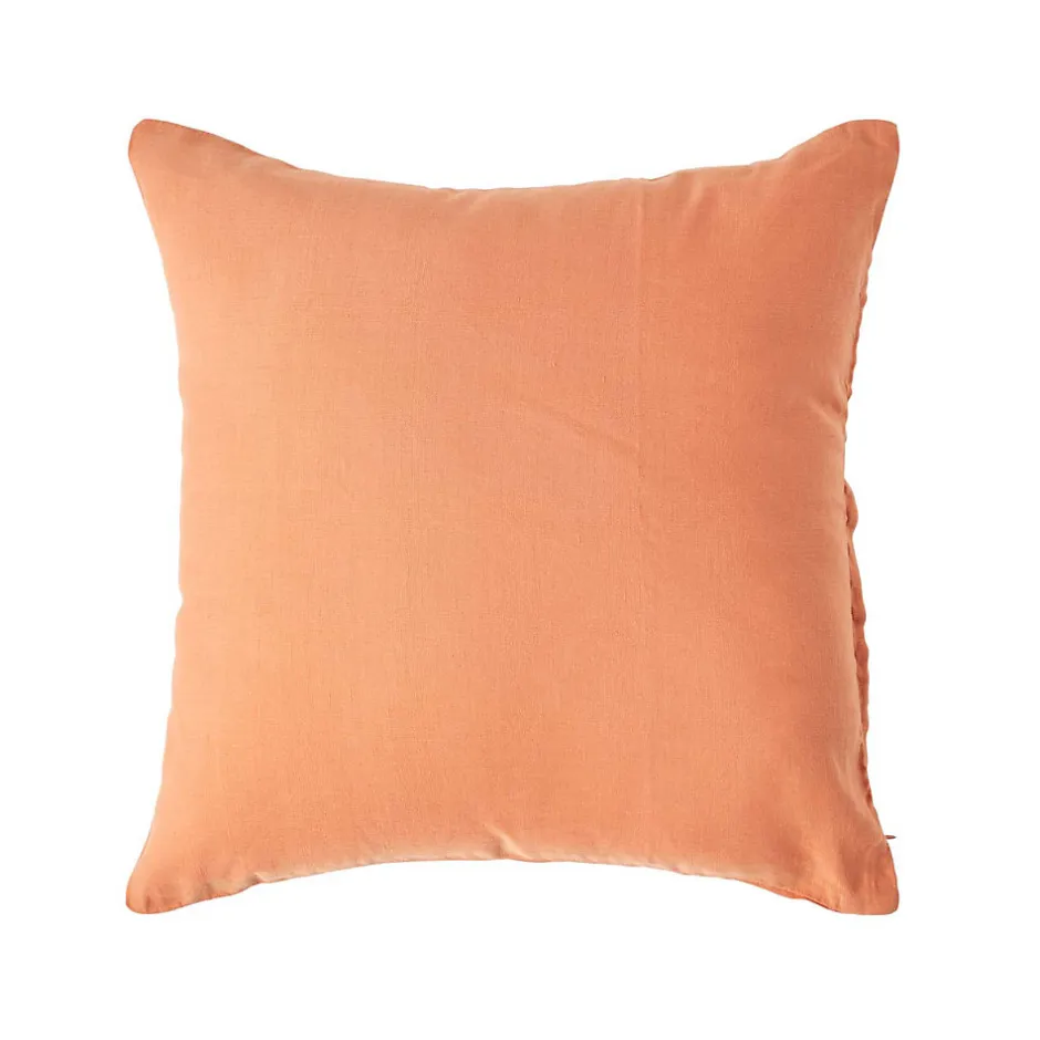 Homescapes Taie d'oreiller orange en lin lavé, 60x60 cm -