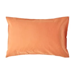 Homescapes Taie d'oreiller orange en lin lavé, 50x75 cm -