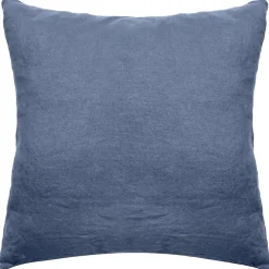 Linnea Taie d'oreiller PALACE pur coton lavé 65x65 cm uni bleu indigo Discount