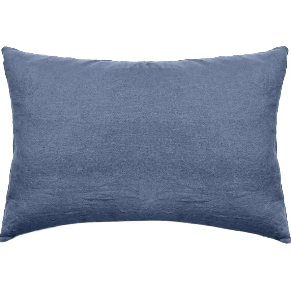 Linnea Taie d'oreiller PALACE pur coton lavé 50x70 cm uni bleu indigo Online