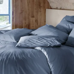 Linnea Taie d'oreiller PALACE pur coton lavé 50x70 cm uni bleu indigo Online