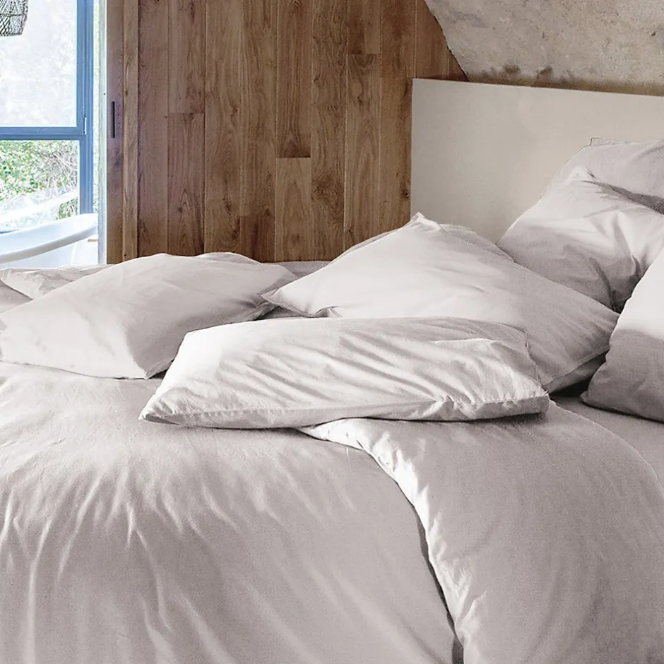 Linnea Taie d'oreiller PALACE pur coton lavé 65x65 cm uni beige naturel