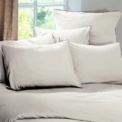 Linnea Taie d'oreiller PALACE pur coton lavé 65x65 cm uni beige naturel