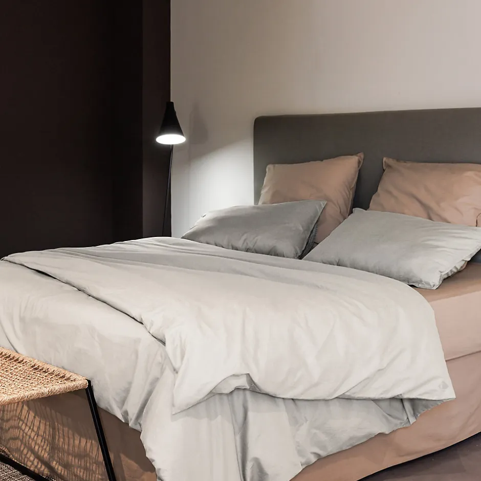 Linnea Taie d'oreiller PALACE pur coton lavé 50x70 cm uni beige nacre