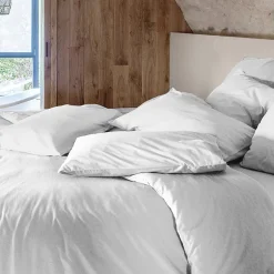 Linnea Taie d'oreiller PALACE pur coton lavé 50x70 cm uni blanc neige New