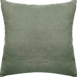 Linnea Taie d'oreiller PALACE pur coton lavé 65x65 cm uni vert mousse