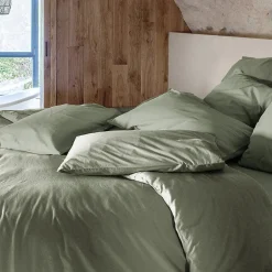 Linnea Taie d'oreiller PALACE pur coton lavé 65x65 cm uni vert sauge