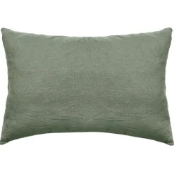 Linnea Taie d'oreiller PALACE pur coton lavé 50x70 cm uni vert mousse Best