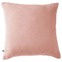L'Effet Papillon Taie d'oreiller Pois Doré Déco "Gaïa Chic" 60 x 60 cm & 50 x 70 cm "Gaze de Coton" - Gaïa Chic Rose Pêche - 60 x 60 cm