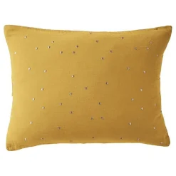 L'Effet Papillon Taie d'oreiller Pois Doré Déco "Gaïa Chic" 60 x 60 cm & 50 x 70 cm "Gaze de Coton" - Gaïa Chic Safran - 50 x 70 cm