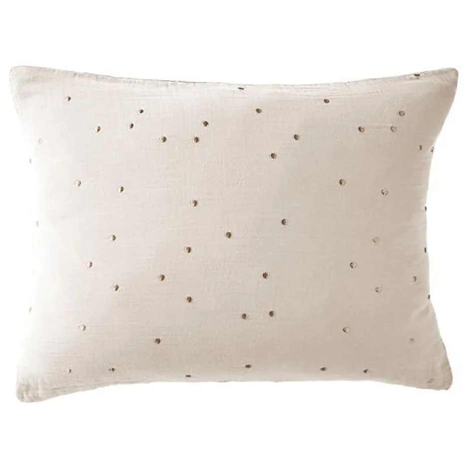 L'Effet Papillon Taie d'oreiller Pois Doré Déco "Gaïa Chic" 60 x 60 cm & 50 x 70 cm "Gaze de Coton" - Gaïa Chic Pampa - 50 x 70 cm