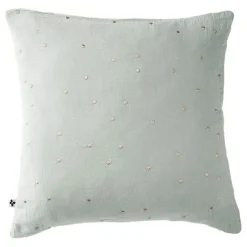 L'Effet Papillon Taie d'oreiller Pois Doré Déco "Gaïa Chic" 60 x 60 cm & 50 x 70 cm "Gaze de Coton" - Gaïa Chic Eucalyptus - 60 x 60 cm