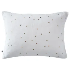 L'Effet Papillon Taie d'oreiller Pois Doré Déco "Gaïa Chic" 60 x 60 cm & 50 x 70 cm "Gaze de Coton" - Gaïa Chic Chantilly - 50 x 70 cm