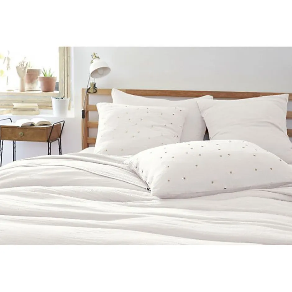L'Effet Papillon Taie d'oreiller Pois Doré Déco "Gaïa Chic" 60 x 60 cm & 50 x 70 cm "Gaze de Coton" - Gaïa Chic Chantilly - 50 x 70 cm