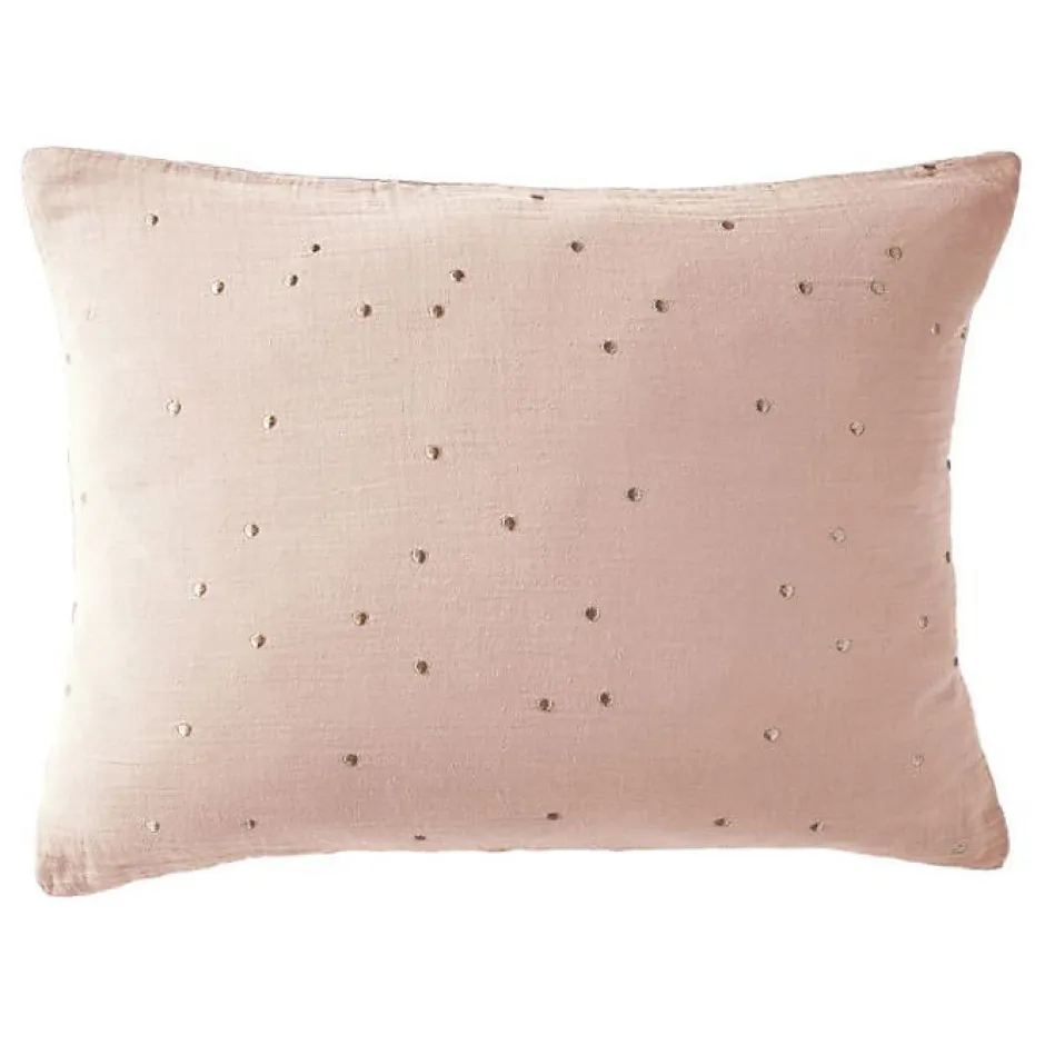 L'Effet Papillon Taie d'oreiller Pois Doré Déco "Gaïa Chic" 60 x 60 cm & 50 x 70 cm "Gaze de Coton" - Gaïa Chic Guimauve - 50 x 70 cm