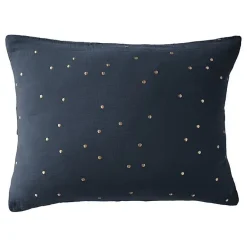 L'Effet Papillon Taie d'oreiller Pois Doré Déco "Gaïa Chic" 60 x 60 cm & 50 x 70 cm "Gaze de Coton" - Gaïa Chic Minuit - 50 x 70 cm