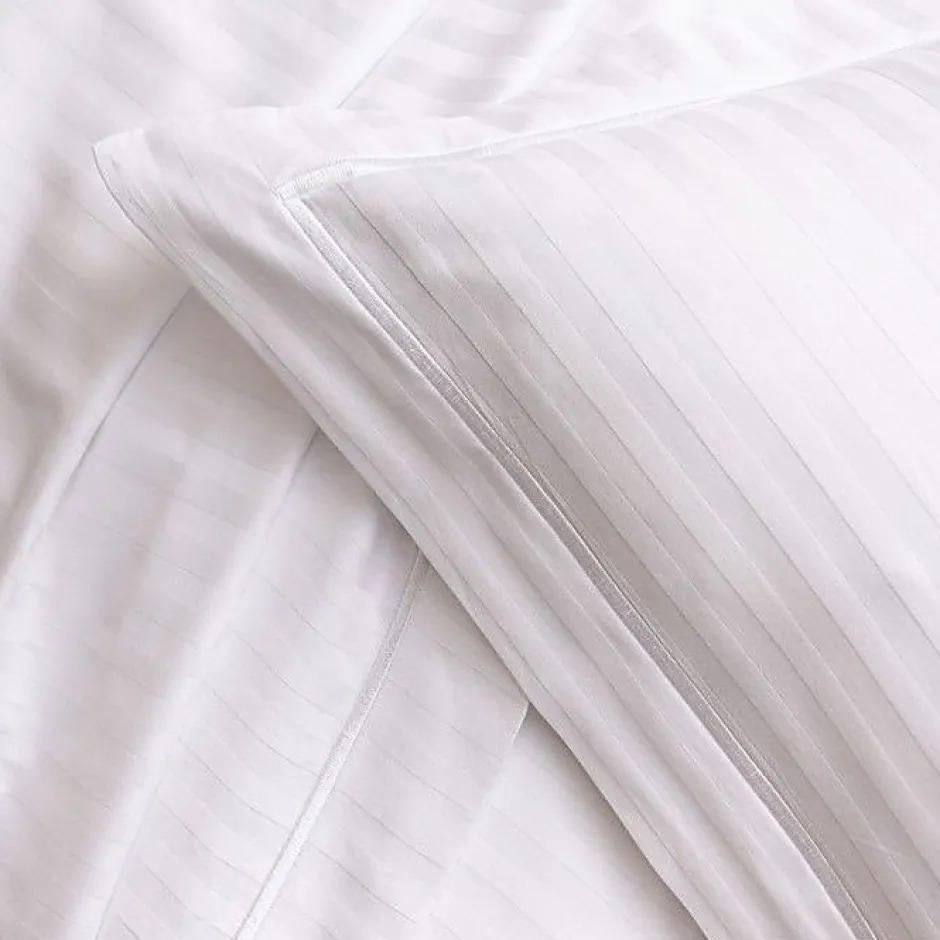 Coton Pur Taie d'oreiller "Prestige" 100% Satin de coton Peigné avec fines rayures / 120 fils /cm² - - Taie d'oreiller 50 x 70 cm Online