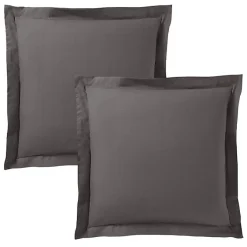 Coton Pur Taie d'oreiller "Prémium" toutes dimensions - Prémium Ardoise - 63 x 63 cm volant plat piqué