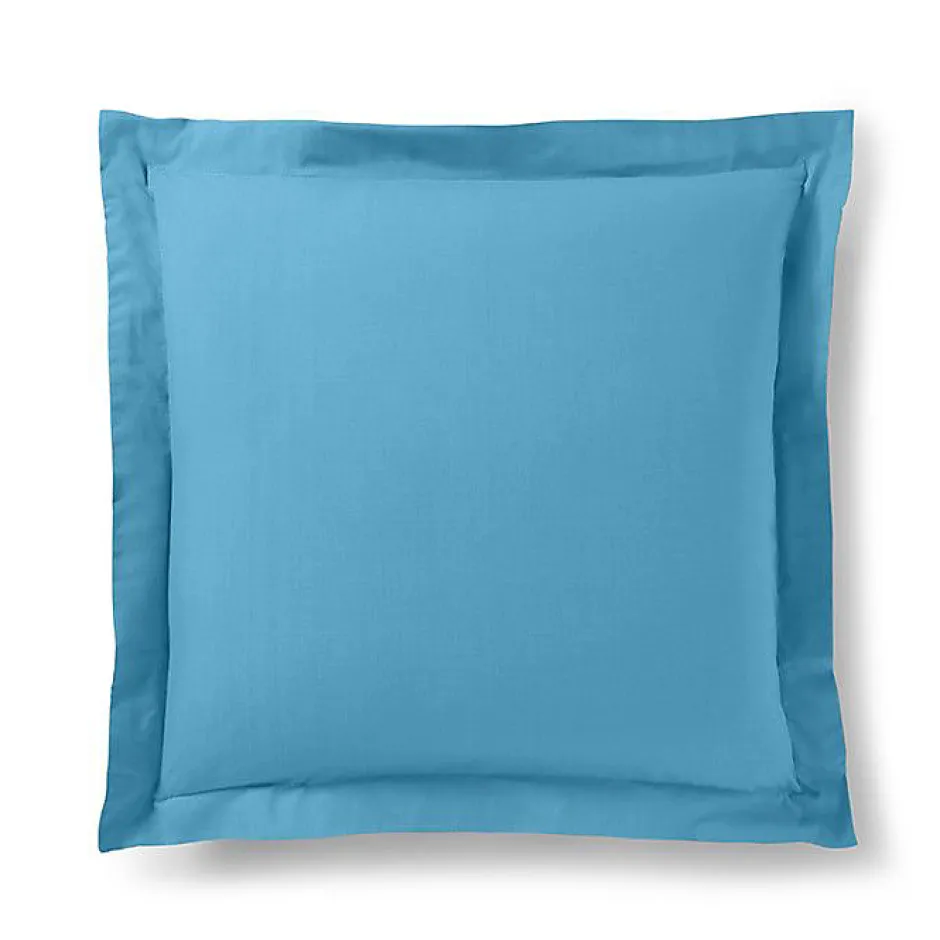 Coton Pur Taie d'oreiller "Prémium" toutes dimensions - Prémium Cyan - 63 x 63 cm volant plat piqué