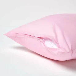 Homescapes Taie d'oreiller rose 100% coton égyptien 200 fils, 40x80 cm -