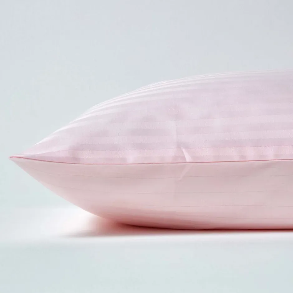 Homescapes Taie d'oreiller rose satin rayé en coton égyptien 330 fils, 80x80 cm - Clearance
