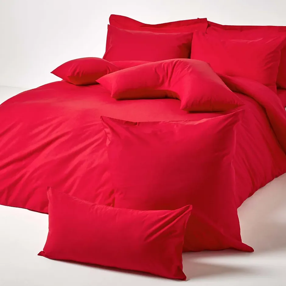 Homescapes Taie d'oreiller rouge 100% coton égyptien 200 fils, 80x80 cm -