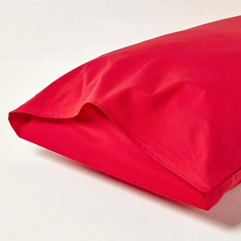 Homescapes Taie d'oreiller rouge 100% coton égyptien 200 fils, 50x75 cm - New