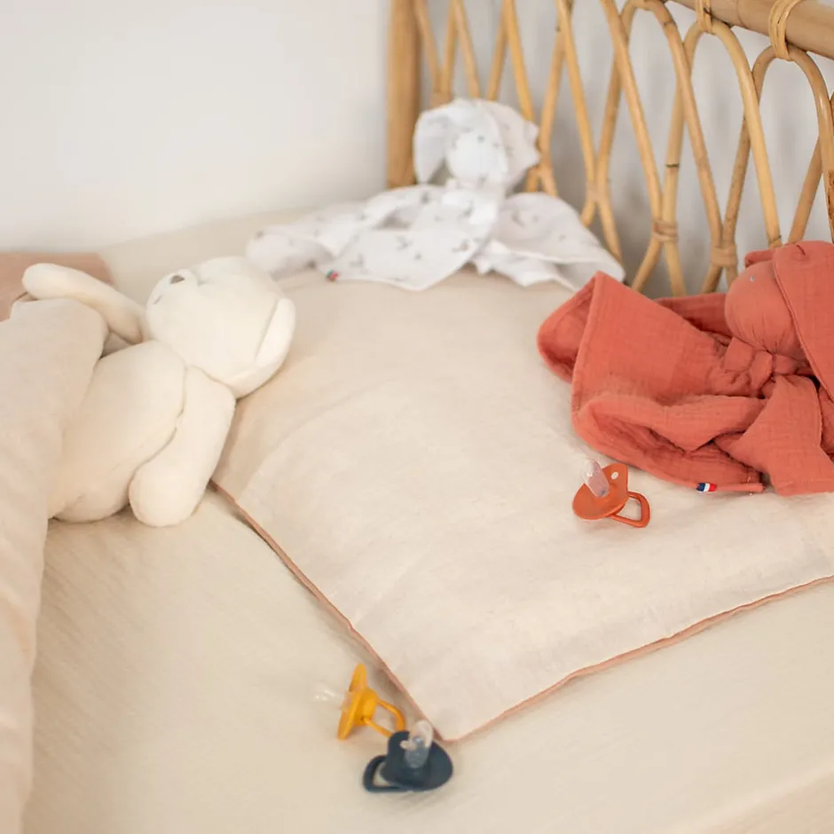 Sevira Kids Taie d'oreiller réversible en Lin lavé