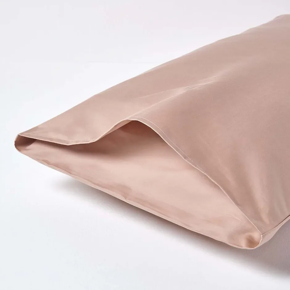 Homescapes Taie d'oreiller taupe en satin de coton égyptien 1000 fils, 50x75 cm - Clearance