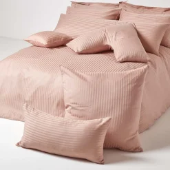 Homescapes Taie d'oreiller taupe satin rayé en coton égyptien 330 fils, 80x80 cm -