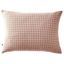 L'Effet Papillon Taie d'oreiller Tissé-teint petits carreaux Déco "Gaïa Mix" 60 x 60 cm & 50 x 70 cm "Gaze de Coton" - Gaïa Mix Guimauve - 50 x 70