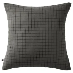 L'Effet Papillon Taie d'oreiller Tissé-teint petits carreaux Déco "Gaïa Mix" 60 x 60 cm & 50 x 70 cm "Gaze de Coton" - Gaïa Mix Granit - 60 x 60 cm Outlet