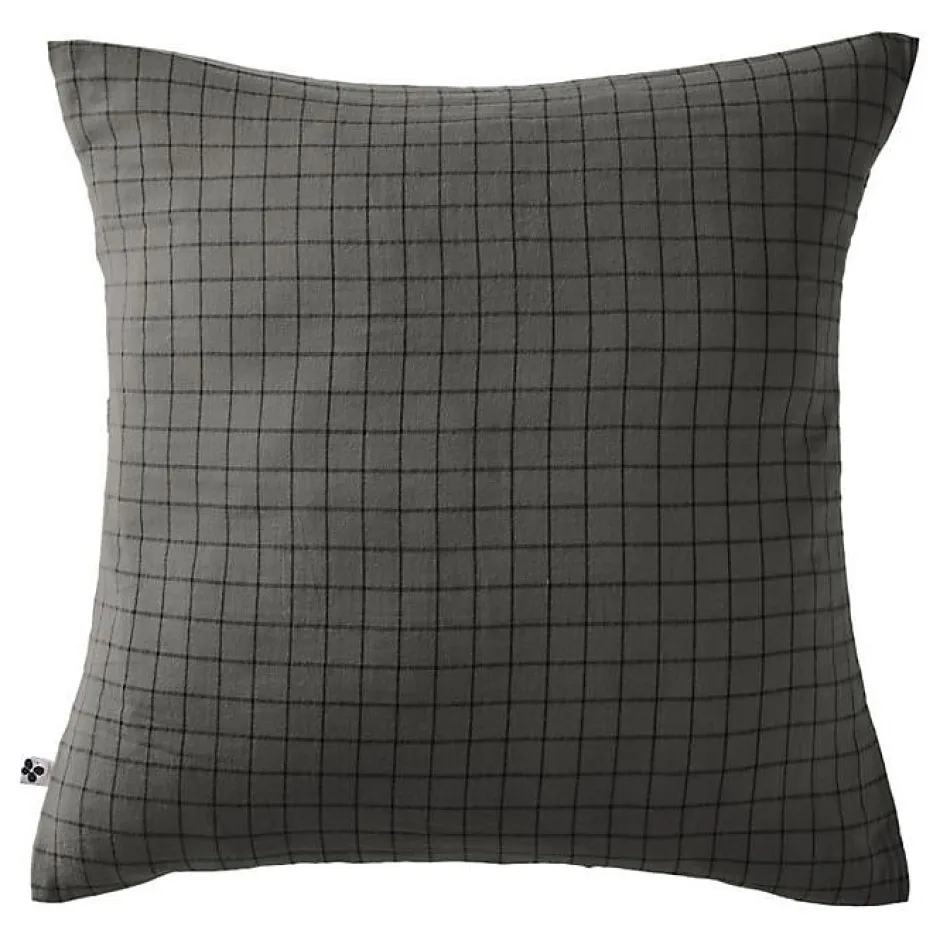 L'Effet Papillon Taie d'oreiller Tissé-teint petits carreaux Déco "Gaïa Mix" 60 x 60 cm & 50 x 70 cm "Gaze de Coton" - Gaïa Mix Granit - 60 x 60 cm Outlet