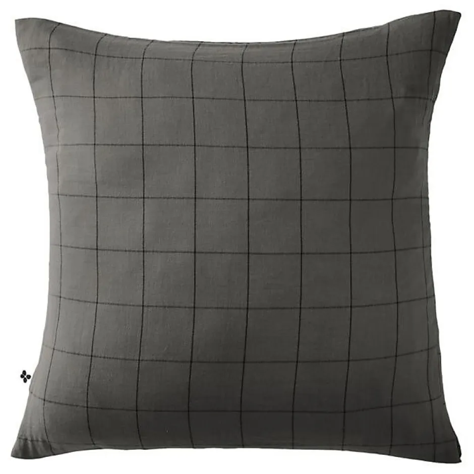 L'Effet Papillon Taie d'oreiller Tissé-teint grands carreaux Déco "Gaïa Match" 60 x 60 cm & 50 x 70 cm "Gaze de Coton" - Gaïa Match Granit - 60 x 6 Discount