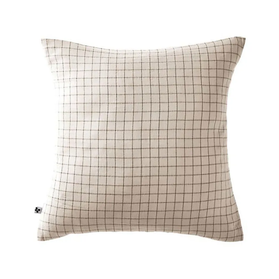 L'Effet Papillon Taie d'oreiller Tissé-teint petits carreaux Déco "Gaïa Mix" 60 x 60 cm & 50 x 70 cm "Gaze de Coton" - Gaïa Mix Pampa - 60 x 60 cm