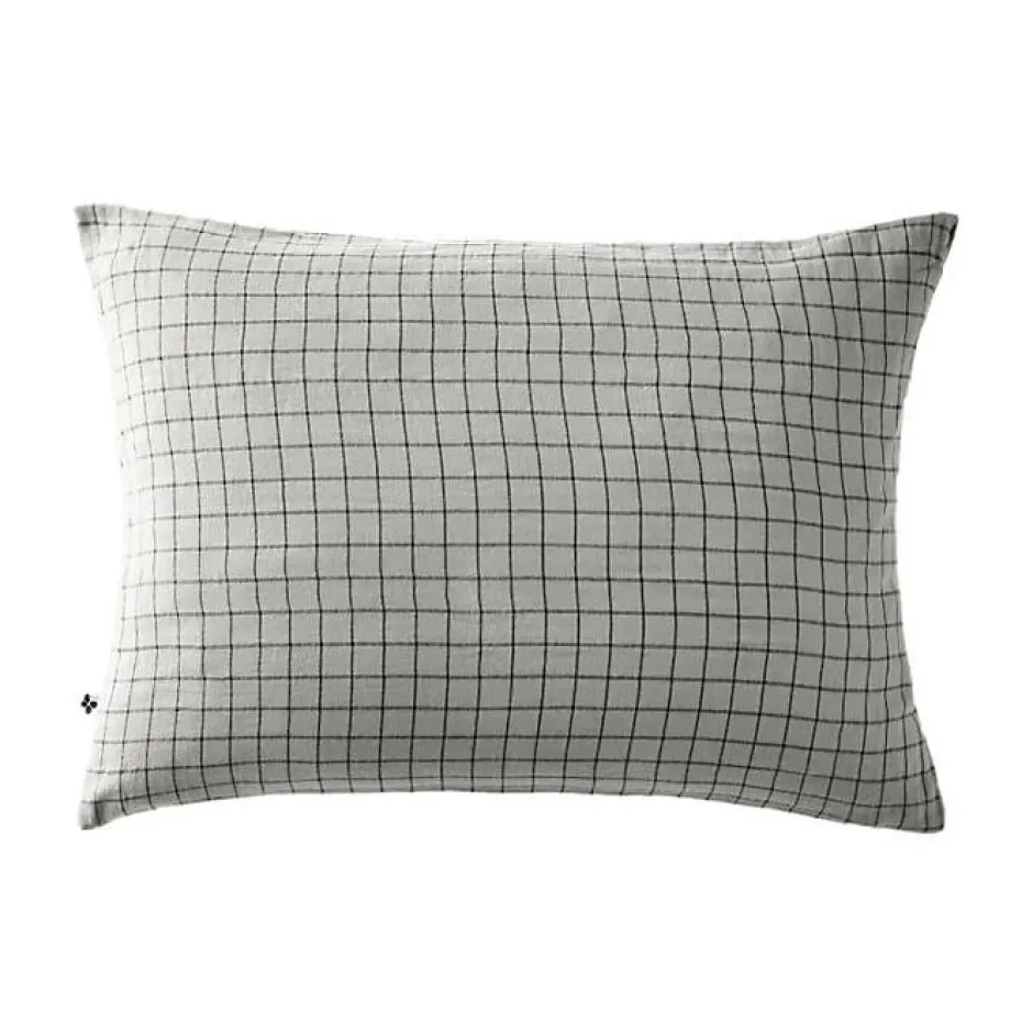 L'Effet Papillon Taie d'oreiller Tissé-teint petits carreaux Déco "Gaïa Mix" 60 x 60 cm & 50 x 70 cm "Gaze de Coton" - Gaïa Mix Nuage - 50 x 70 cm