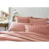 L'Effet Papillon Taie d'oreiller Tissé-teint grands carreaux Déco "Gaïa Match" 60 x 60 cm & 50 x 70 cm "Gaze de Coton" - Gaïa Match Rose Pêche - 60 Sale